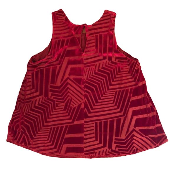 Anthropologie Sunday in Brooklyn Burnout Velvet Top Red - Picture 2 of 7